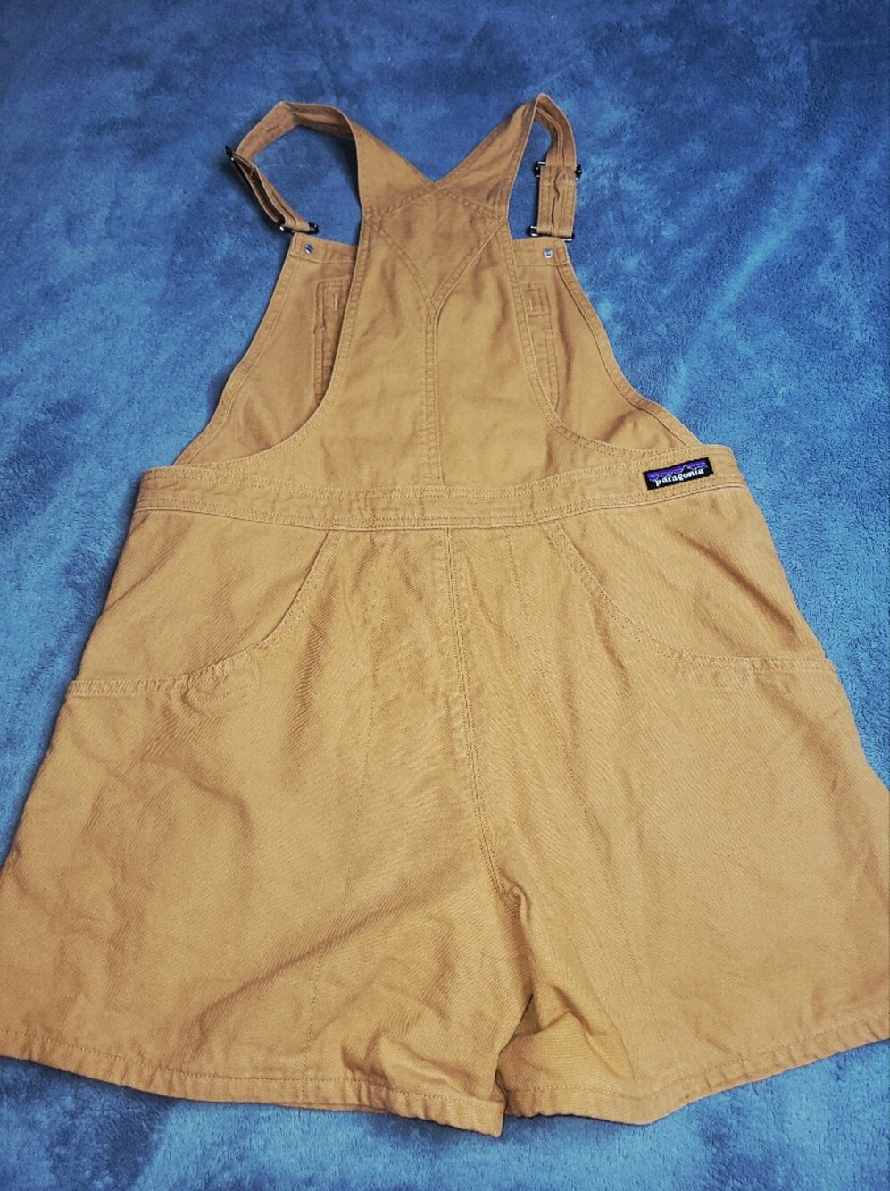 Patagonia Women's Stand Up Overalls Shortalls Tan Brown Large L - Picture 3 of 5